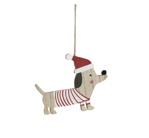 Christmas Ornament - Wooden Sausage Dog