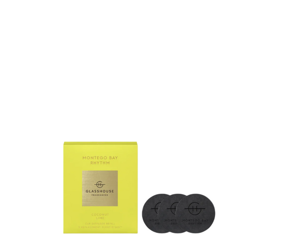 GLASSHOUSE FRAGRANCES Montego Bay Rhythm Car Diffuser 3pc Replacement Scent Disks™