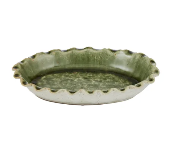 Urna Oval Ceramic Dish - Olive