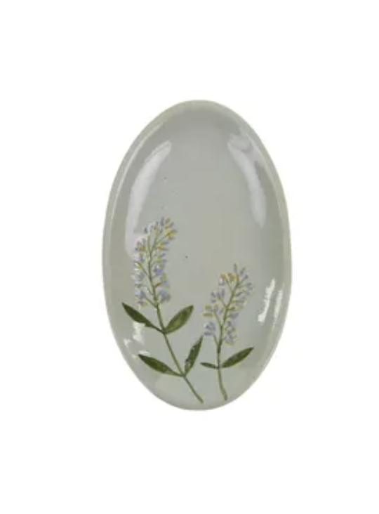 Fiori Cer Oval Plate 14.5x9cm Nat/Blue