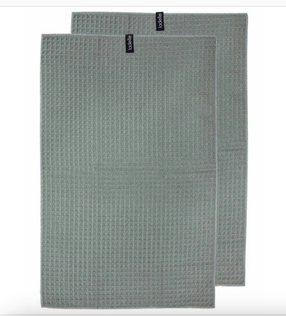 Mega Waffle Microfibre Sage Kitchen Towel - 2 pk