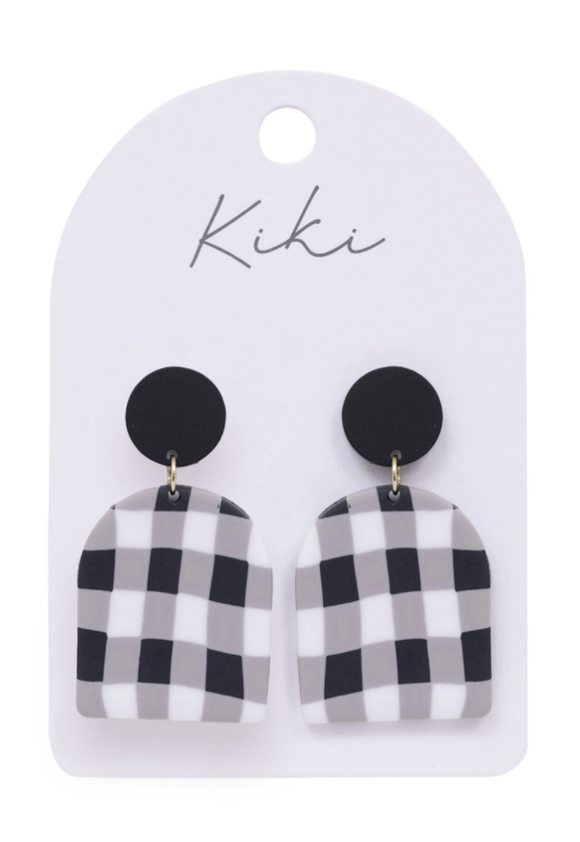 KiKi Earrings Black & White Gingham