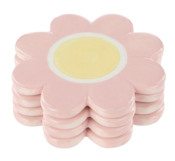Posey Flower Coasters 4pcs Set Pink