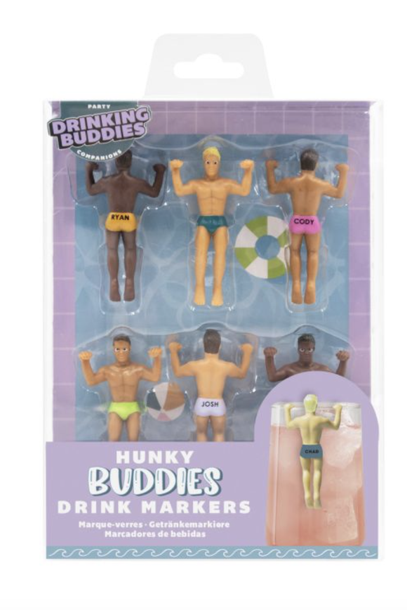 NPW Hunky Buddies Drink Markers 6pcs Set - Multi-Coloured