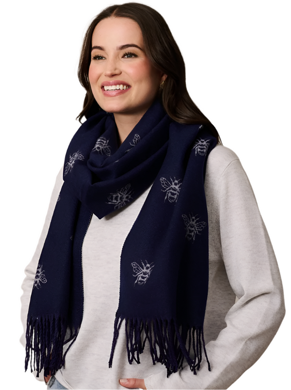 Tiger Tree Scarf - Navy Bee