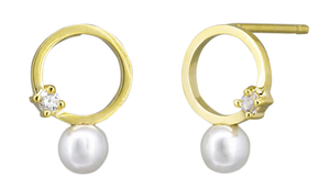 Earrings - Hoop Pearl and Crystal E/R - Gold