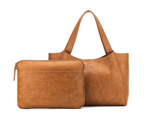 Black Caviar - Sylvie Computer Crossbody Tote Bag - Tan