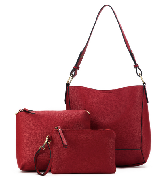 Black Caviar - Marina Handbag 3 Pieces - Raspberry