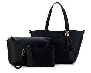 Black Caviar Liana 3 Piece Handbag Set - Black