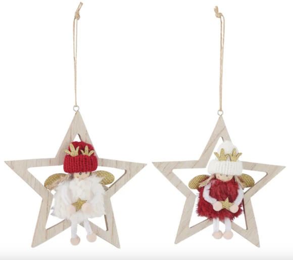 Christmas Ornament - Hanging Star with Angel
