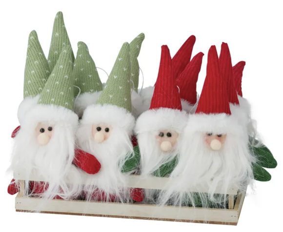 Christmas Ornament - Fabric Santas - Assorted
