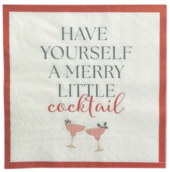 Cocktail Saying 20pk 3Ply Napkin - Red