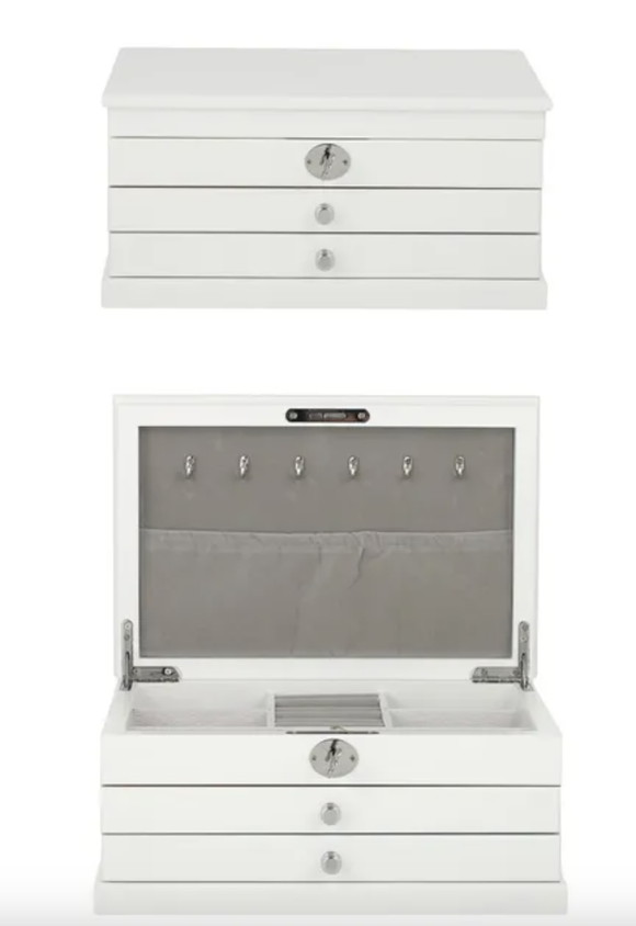 Precious Wood Jewel Box 29.5x19x14cm - White