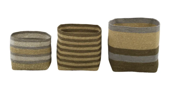 Clunes Seagrass Baskets - Olive Assorted