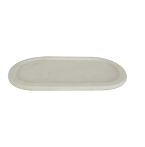 Marble Rounded Tray 15x28cm - White