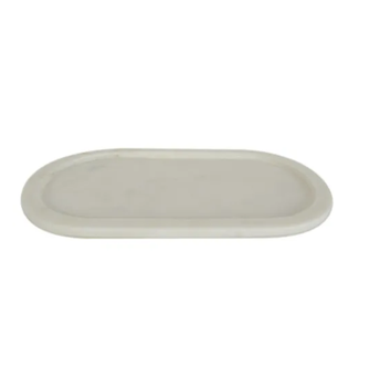 Marble Rounded Tray 15x28cm - White