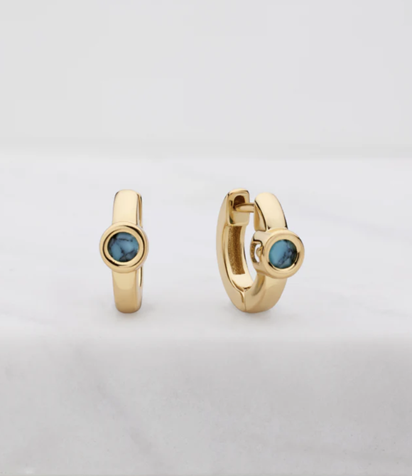 Earring - Luna Huggie Turquoise Gold