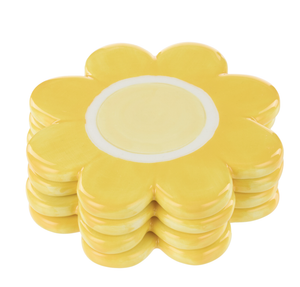 Posey Flower Coasters 4pcs Set Yellow