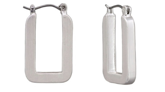 Earrings - Silver Rectangle Hoops