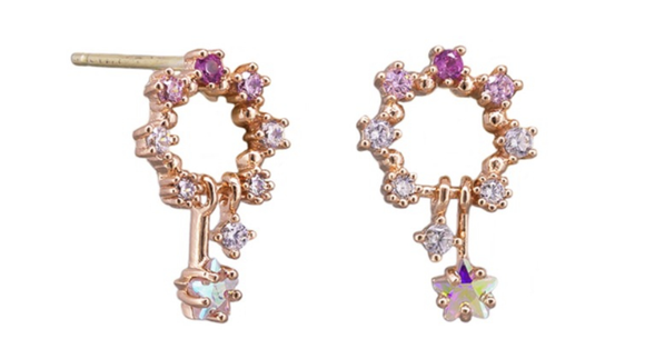 Earrings - Rose Gold Crystal Fallen Star