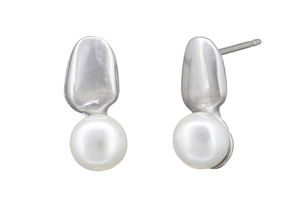 Tiger Tree Earrings - Silver Pearl Athena E/R