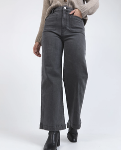 Foxwood Sarah Wide Leg Jean - Washed Black
