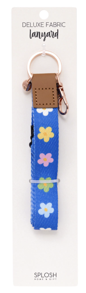 Teacher Lanyard - Blue Floral Fabric