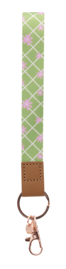 Teacher Wristlet Keychain - Green Daisy Fabric
