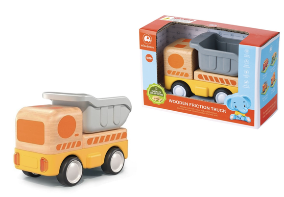 Wooden Friction Dump Truck With Sound And Light