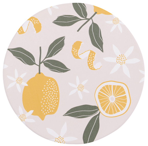 Tuscan Sun All Over Lemons Ceramic Coaster