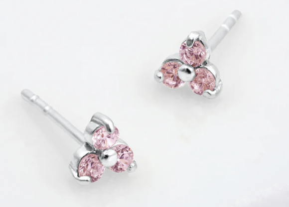Zafino Earrings - Crystal Cluster Stud - Pink