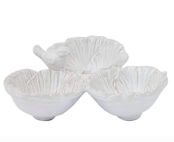 Bird on Ceramic Bowls - White