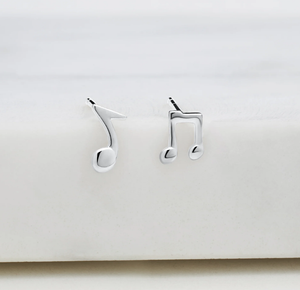 Zafino Earrings - Musical Note Stud - Silver