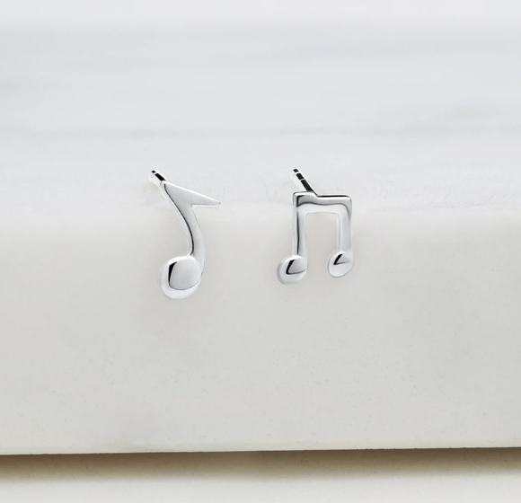 Zafino Earrings - Musical Note Stud - Silver