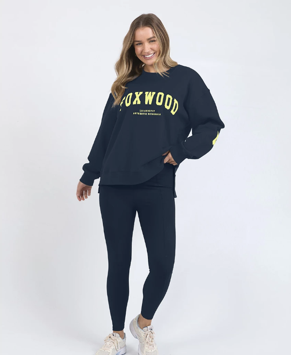 Foxwood Interval Crew - Navy / Neon Yellow