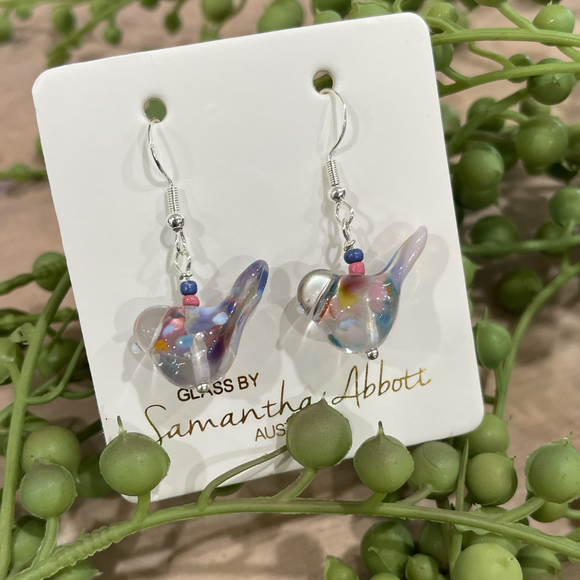 Samantha Abbott Earrings - Glass Birds Rainbows