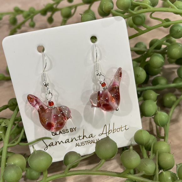 Samantha Abbott Earrings - Glass Birds Reds