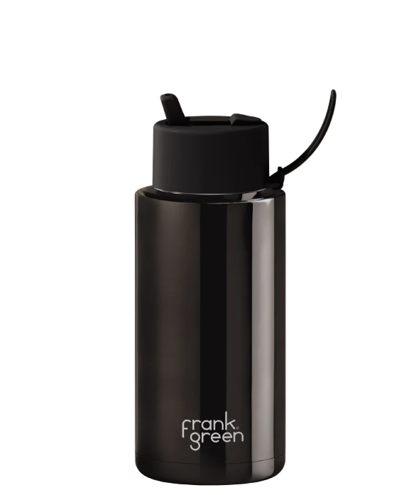 Frank Green - Limited Edition Stainless Steel Ceramic Reusable Bottle Flip Lid 34oz - Shadow Chrome