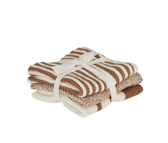 Amy Cotton Knit Wash Cloth 3pk - Terra