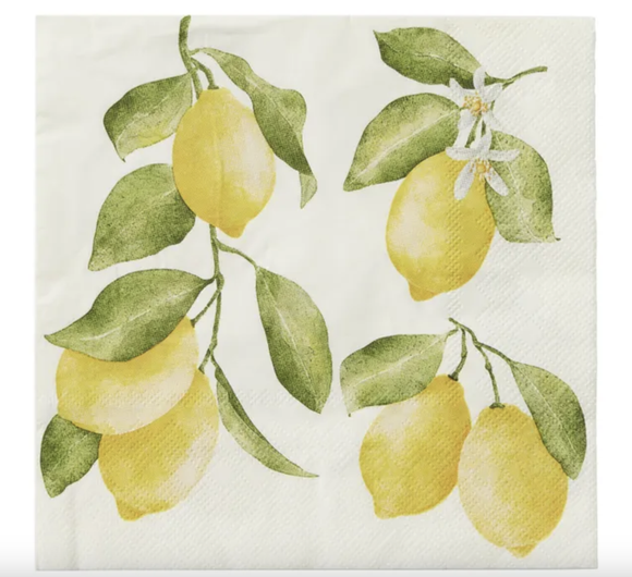 Lemon Branch 20pk 3 Ply 33cm Napkin