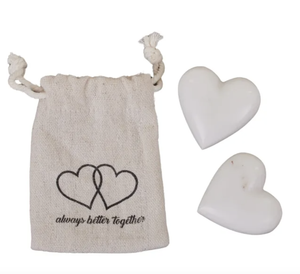 You & Me S/2 Marble Hearts 5cm White