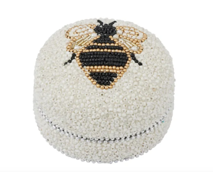 Queen Bee Beaded Trinket Box 8x8x5cm Blk