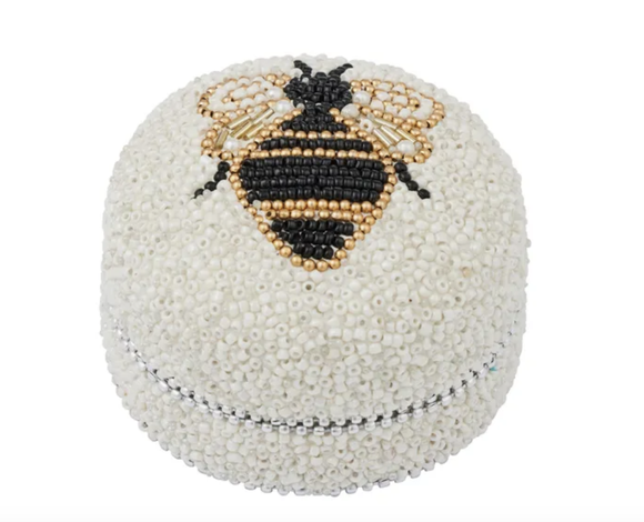 Queen Bee Beaded Trinket Box 8x8x5cm Blk