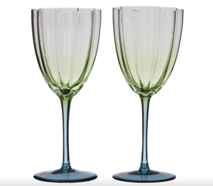 Lotti S/2 Tulip Wine Glass 8x22cm Gn/Bl
