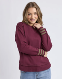 Foxwood Alex Stripe Cuff Crew - Wine