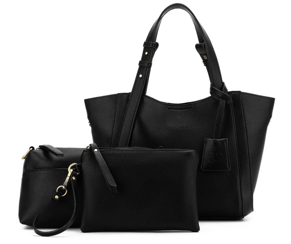 Black Caviar Mini Lauren 3 Piece Compartment Handbag - Black