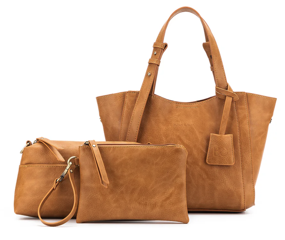 Black Caviar Mini Lauren 3 Piece Compartment Handbag - Tan