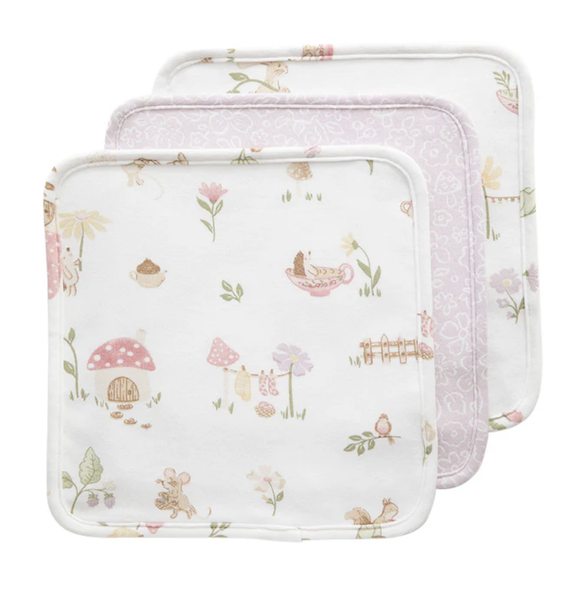 3 Pack Organic Wash Cloths - Whimsical Wonderland