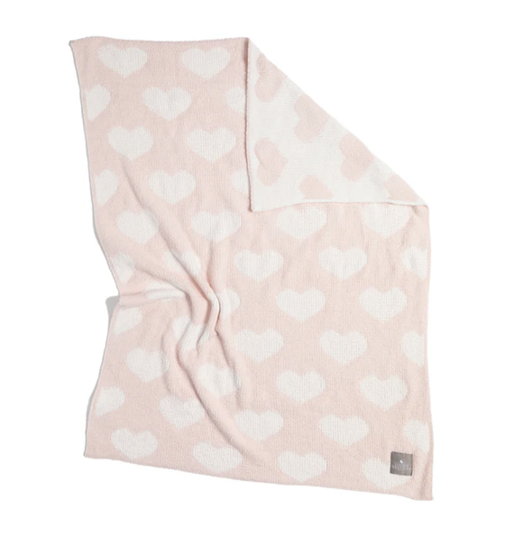 Chenille Blanket - Pink Hearts
