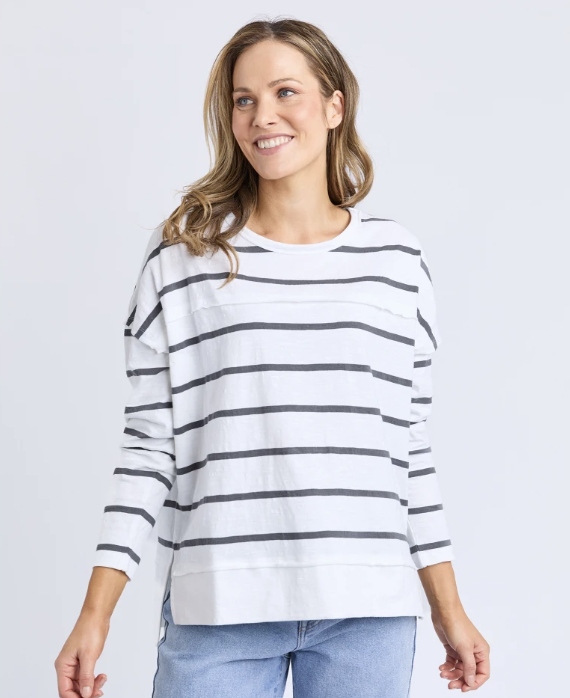 Foxwood Jayne Stripe Throw on Top - White & Charcoal